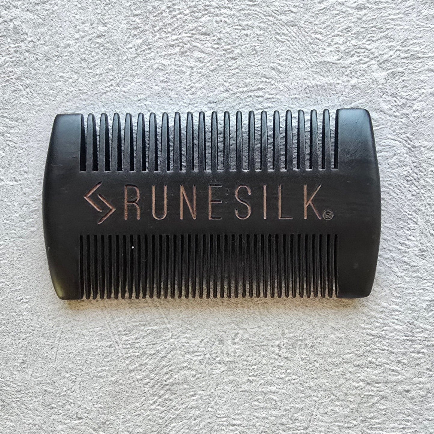 RUNESILK Beard and Moustache Peach Wood Comb Black