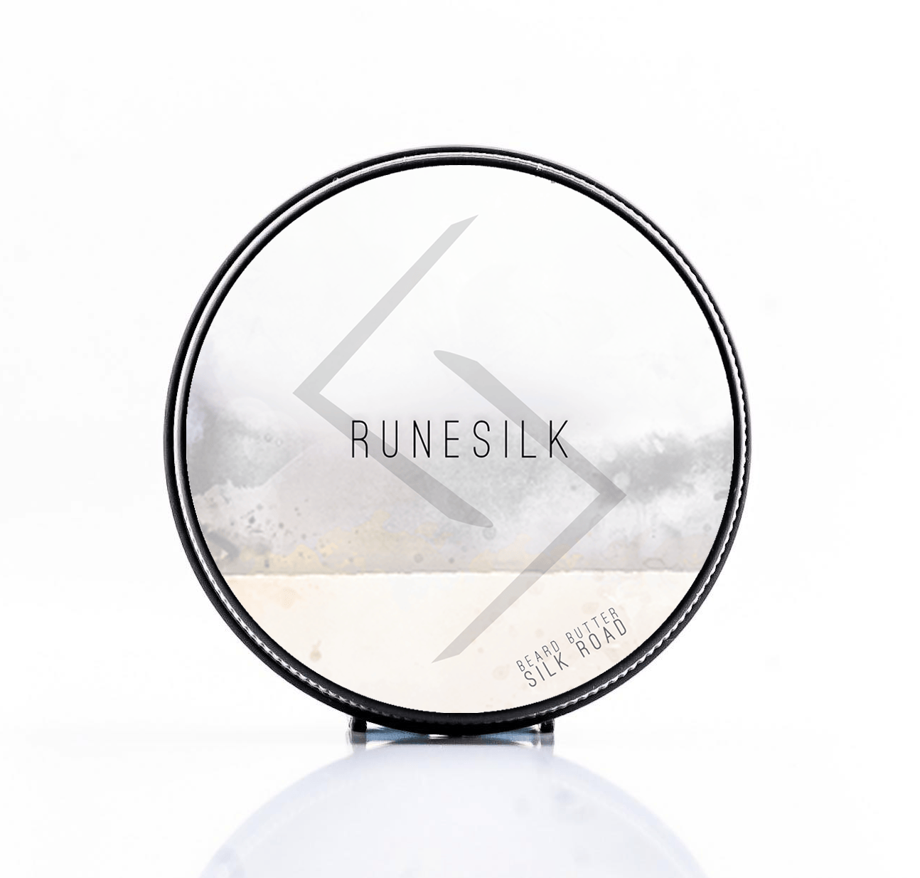 Round product packaging with 'Runesilk' branding on a white background