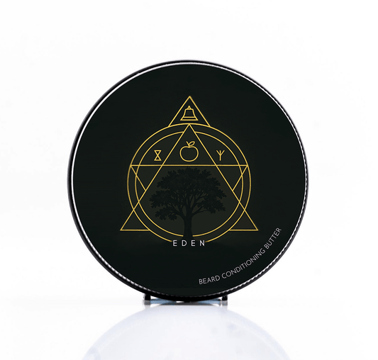 Black container with gold design and 'RUNESILK Eden' branding on a white background