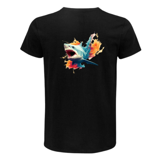 RUNESILK Shark Attack - Black Organic Tshirt