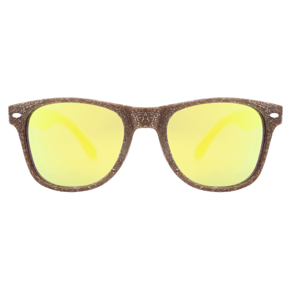 Sunburst Coffee Sunglasses with yellow mirrored polarised lenses