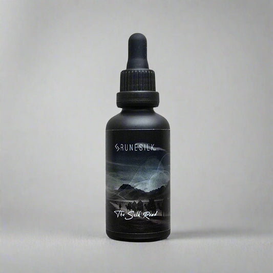 Neroli, Sandalwood, Frankincense, Myrrh, Amyris, Benzoin, Patchouli, Geranium Bourbon & Nutmeg. The Silk Road Beard Oil