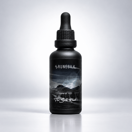 Neroli, Sandalwood, Frankincense, Myrrh, Amyris, Benzoin, Patchouli, Geranium Bourbon & Nutmeg. The Silk Road Beard Oil